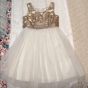 Like new gold and white tulle midi dress women’s 3